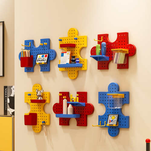 家用多色彩洞洞板免打孔牆壁置物架宿捨廚房浴室壁掛收納掛鉤架