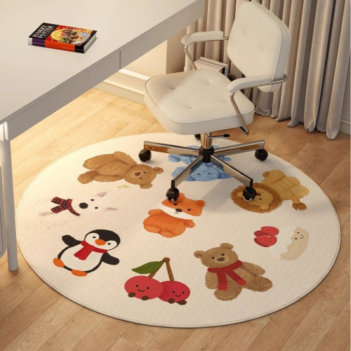 書桌下水晶絨圓形地毯2025新款客廳臥室床邊毯地墊搖椅轉椅椅子墊