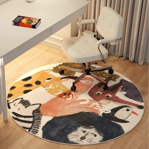 書桌下水晶絨圓形地毯2025新款客廳臥室床邊毯地墊搖椅轉椅椅子墊