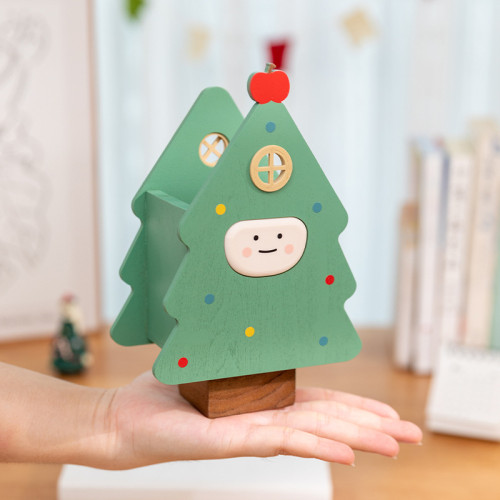 阿楹 聖誕樹筆筒藝術化妝刷男女孩兒童書桌置物架收納盒實用禮品