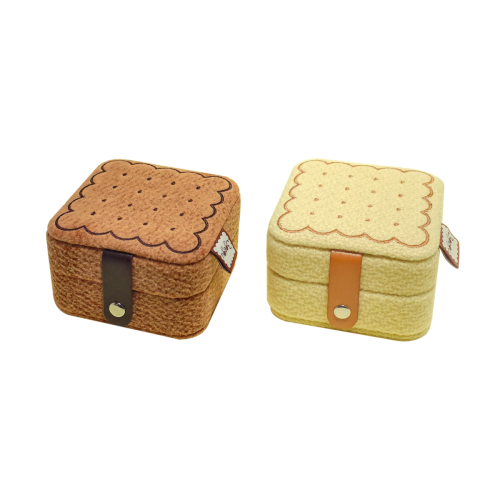 3gegu三個菇開心餅乾首飾盒原創可愛可攜式收納盒子旅行禮物首飾盒