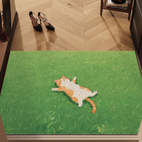 草地貓咪治瘉風入戶絲圈地墊玄關防滑除塵客廳簡約家居居家ins風