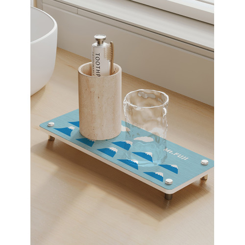 蓆作 日式富士山廚房洗漱台吸水墊矽藻泥台面瀝水墊洗手台牙杯墊