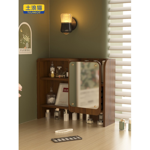 多功能桌面置物架帶鏡子一體化妝品收納櫃防塵桌上展示架整理架子 多功能桌面置物架帶鏡子一體化妝品收納櫃防塵桌上展示架整理架子