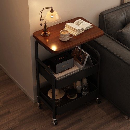 中古可移動小推車收納置物架床頭櫃客廳沙發邊幾茶幾零食收納架子
