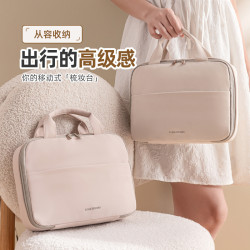 旅行出差防水洗漱化妝包可攜式帶掛鉤ins高顔值三層大容量收納包