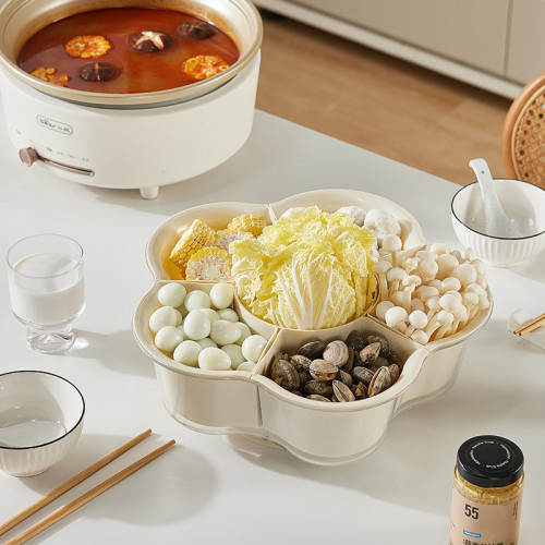 分格旋轉火鍋蔬菜雙層拼盤洗菜盆瀝水籃創意多功能備菜配菜盤家用