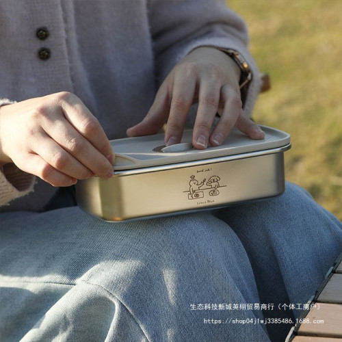藍蓮花不鏽鋼飯盒食品級水果保鮮盒帶蓋上班族帶飯保鮮盒湯盒
