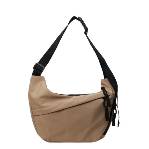 大容量帆布包包女2025新款休閒百搭通勤單肩包輕便運動斜背餃子包