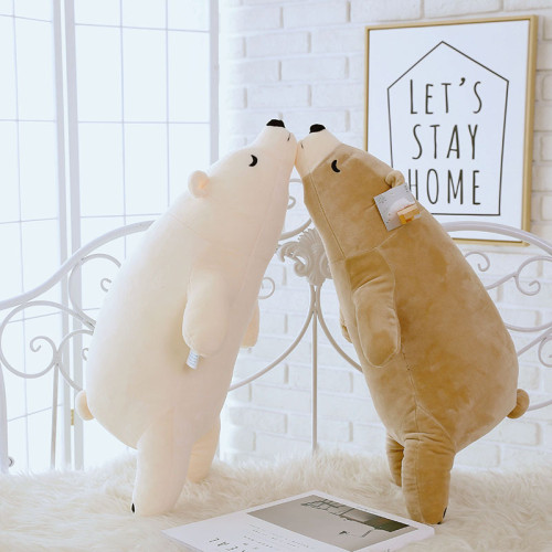 趴趴熊長條枕毛絨玩具北極熊公仔女孩懶人抱著睡覺的娃娃公仔抱枕
