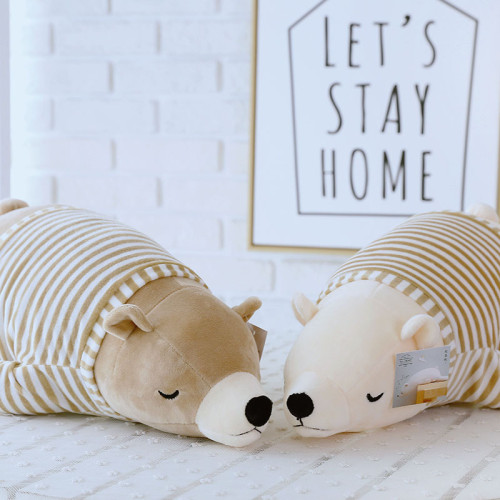 趴趴熊長條枕毛絨玩具北極熊公仔女孩懶人抱著睡覺的娃娃公仔抱枕