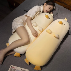 超軟小黃雞長條抱枕女生睡覺靠枕兒童陪睡安撫側睡夾腿枕頭