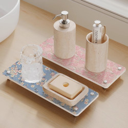 日式櫻花矽藻泥洗手台墊台面吸水墊廚房托盤桌面瀝水置物架