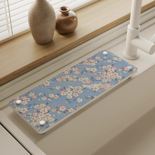 日式櫻花矽藻泥洗手台墊台面吸水墊廚房托盤桌面瀝水置物架