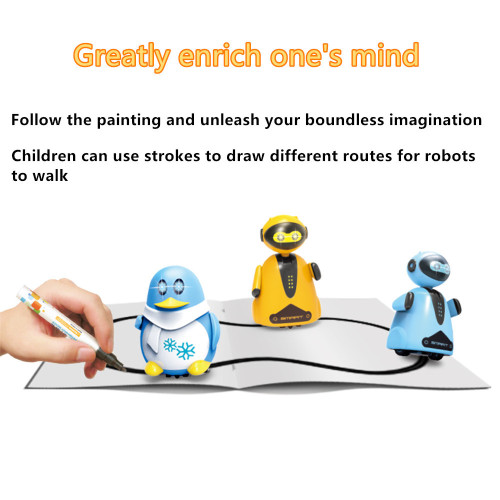 坦克工程車小汽車劃線機器人自動感應跟隨筆識路行走兒童玩具