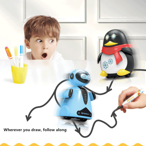 坦克工程車小汽車劃線機器人自動感應跟隨筆識路行走兒童玩具