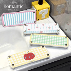 衛生間洗手台矽藻泥卡通印花置物架吸水漱口杯墊洗漱台台面牙刷架