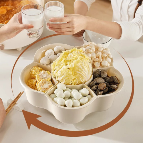 火鍋拼盤家用分格旋轉瀝水蔬菜火鍋盤廚房食材配菜盤零食水果盤
