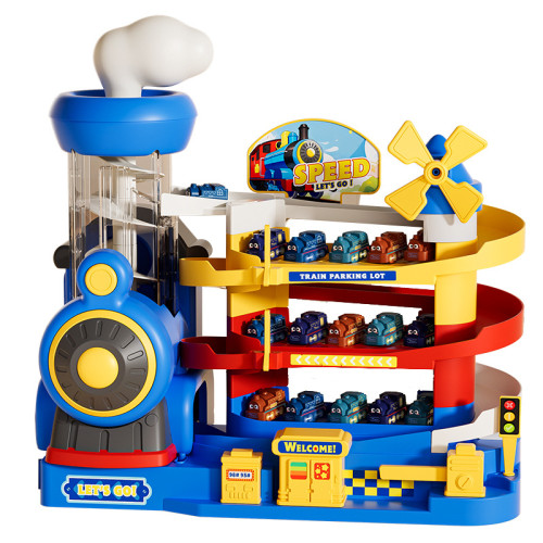 火車軌道車闖關大冒險汽車大樓停車場兒童玩具男孩3嵗4生日禮物