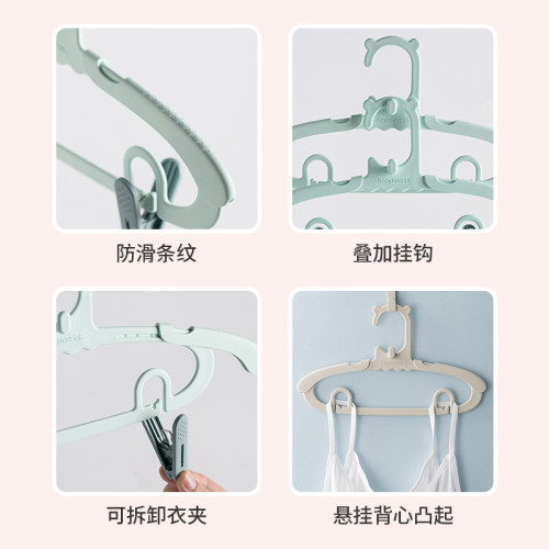 兒童曬衣架 嬰兒寶寶多功能可伸縮衣架 帶褲夾小衣架新生兒衣撐子