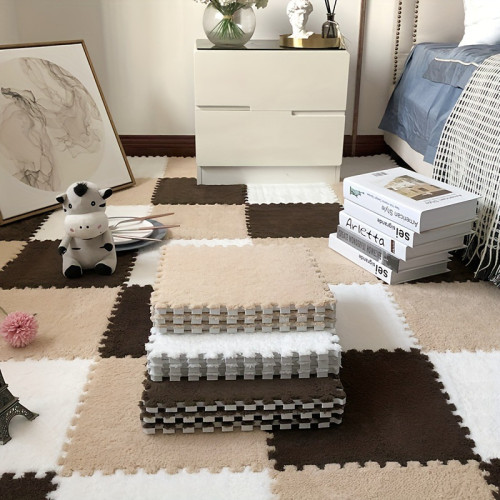 拼接地墊純色耐髒易打理腳墊家用客廳滿鋪可裁剪防滑地墊