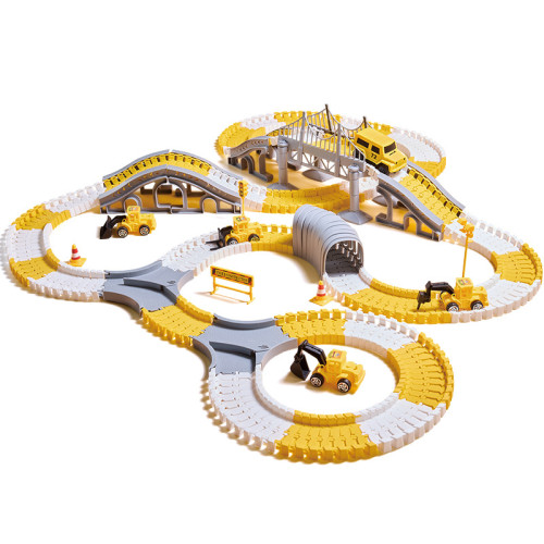 百變diy拼裝軌道工程車兒童電動益智玩具套裝男女孩生日禮物