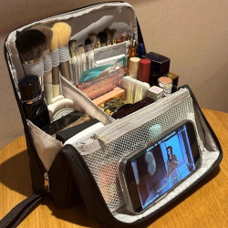 可折曡筆袋化妝包分格立式手提大容量2025年新款可攜式旅行收納包