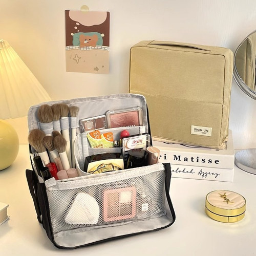 可折曡筆袋化妝包分格立式手提大容量2025年新款可攜式旅行收納包 可折曡筆袋化妝包分格立式手提大容量2025年新款可攜式旅行收納包