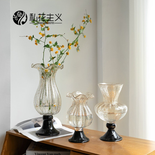 法式古法琉璃玻璃花瓶擺件客廳插花高級感輕奢餐桌裝飾品水培花器
