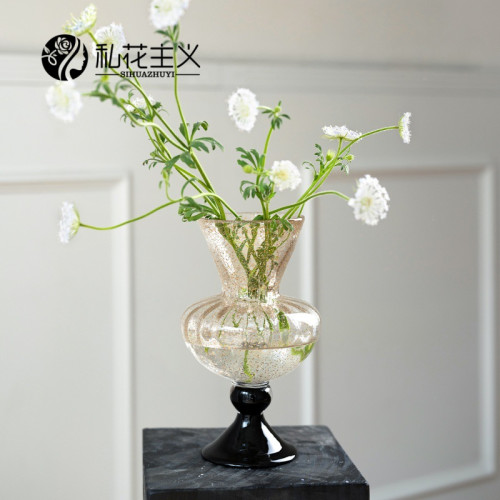 法式古法琉璃玻璃花瓶擺件客廳插花高級感輕奢餐桌裝飾品水培花器