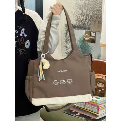 可愛貓咪學生單肩包韓版小衆通勤上課斜後後背包通勤可攜式大容量托特包