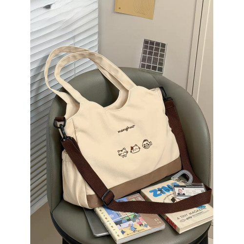 可愛貓咪學生單肩包韓版小衆通勤上課斜後後背包通勤可攜式大容量托特包