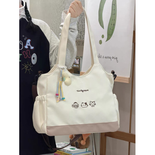 可愛貓咪學生單肩包韓版小衆通勤上課斜後後背包通勤可攜式大容量托特包