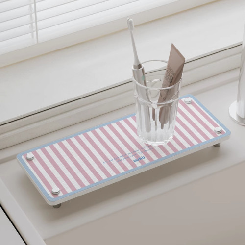 洗手台置物架硬矽藻泥台面吸水墊洗漱台牙刷架浴室漱口杯墊瀝水墊