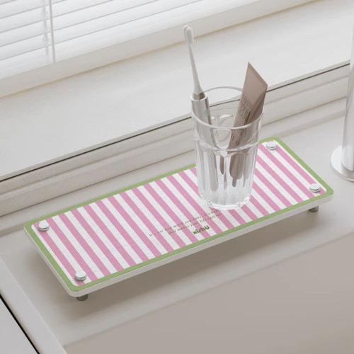 洗手台置物架硬矽藻泥台面吸水墊洗漱台牙刷架浴室漱口杯墊瀝水墊