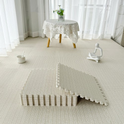 床邊兒童爬行墊大面積臥室地毯臥室客廳奶油拼接地墊ins風全鋪毯