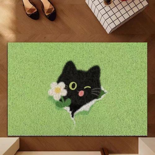 卡通絲圈小動物入戶門地墊耐磨耐髒除塵墊家用玄關進門腳踏墊