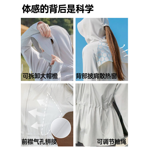 冰絲防曬衣女夏2026新款戶外輕薄款防紫外線收腰大帽簷防曬服外套
