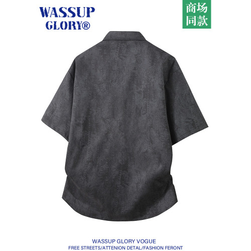 WASSUP GLORY美式復古工裝襯衫男高級感痞帥休閒短袖襯衣紥染外套