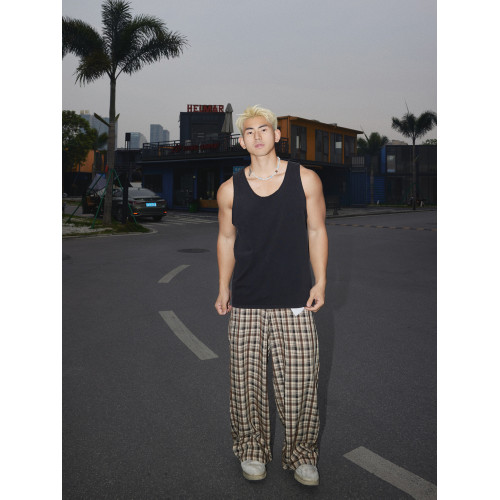 PAPASLILMONSTER美式復古水洗做舊基礎背心男透氣吸汗無袖上衣