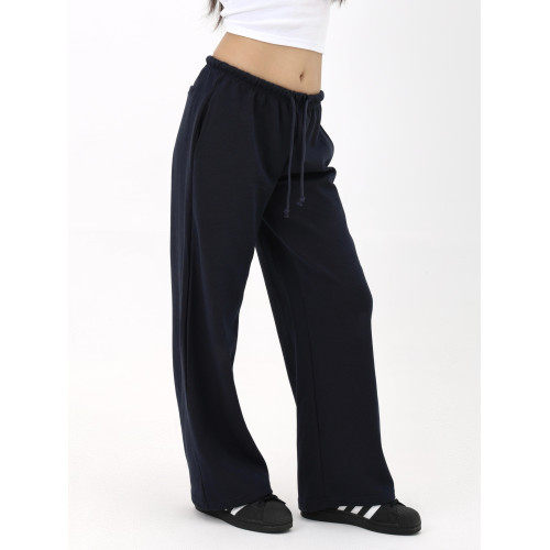 MIMIETTE小個子美式簡約直筒抽繩刺綉藏青色衛褲6661休閒百搭褲子