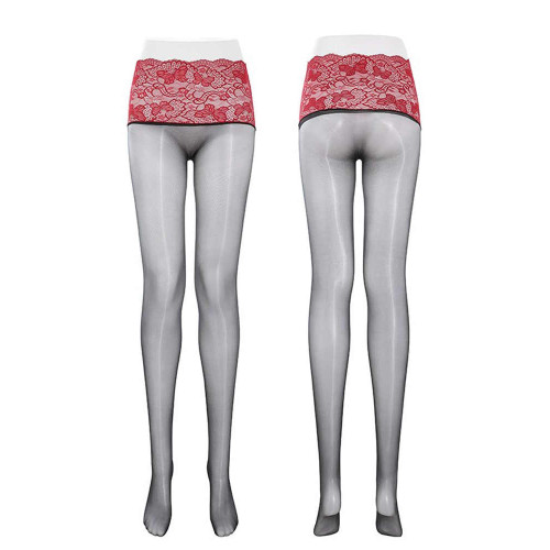 霏慕高腰蕾絲情趣連褲襪無痕極光襪絲襪女黑絲性感刺激重口味情調