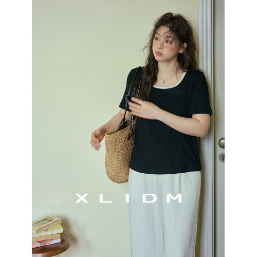 小儷大碼女裝 彈力透氣德芙棉撞色方領胖mm夏季百搭正肩短袖T恤 小儷大碼女裝 彈力透氣德芙棉撞色方領胖mm夏季百搭正肩短袖T恤