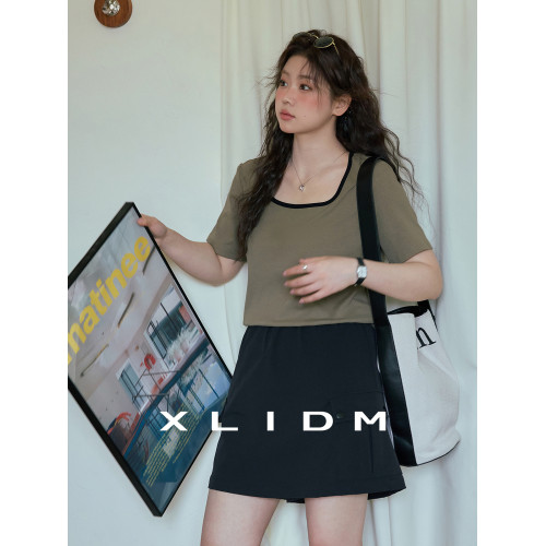 小儷大碼女裝 彈力透氣德芙棉撞色方領胖mm夏季百搭正肩短袖T恤 小儷大碼女裝 彈力透氣德芙棉撞色方領胖mm夏季百搭正肩短袖T恤