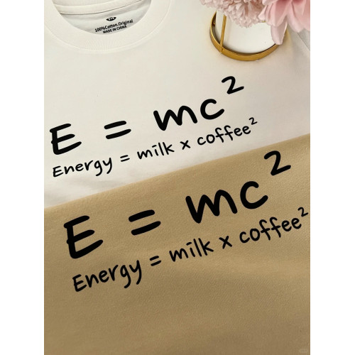 E=Mc²重磅純棉趣味印花小衆情侶裝可愛男女短袖T恤寬鬆圓領物理