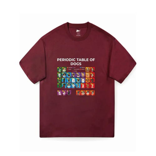狗狗元素周期表短袖T恤圓領情侶短袖寬鬆休閒男女寵物趣味印花