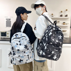 新款大容量情侶雙肩包男星星潮流中大學生書包女輕便休閒旅行後後背包