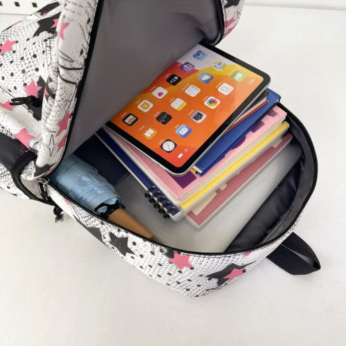 新款大容量情侶雙肩包男星星潮流中大學生書包女輕便休閒旅行後後背包