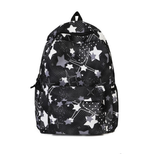 新款大容量情侶雙肩包男星星潮流中大學生書包女輕便休閒旅行後後背包