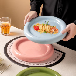 簡約個性甜甜圈陶瓷牛排盤高顔值餐廳酒店高級感創意擺盤甜品盤